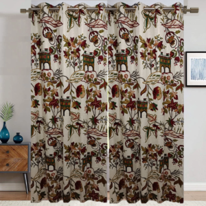 Luxury Alluring Handmade Linen Crewel Curtain