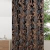 One Pair of Luxury Brown Velvet Crewel Curtain with Lining-Curtains for Living Room and Bedroom
