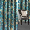 One pair of Luxury Turquoise Velvet crewel curtain with Lining-kashmir crewel-curtains for living room and bedroom