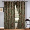 Vintage Green Velvet Crewel Curtain with Lining-Curtains for Living room and Bedroom - Image 3