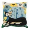 Picasso cute cat multi-hued accent pillow cover hand-embroidered silk 18 x 18-high end pillow-modern couch pillow-home decor-gifts for her