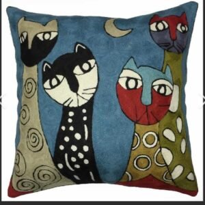 Picasso cute cat tuple multi-hued modern accent decorative pillow cover-18 x 18-high end pillow- modern couch pillow- home decor- gifts for her