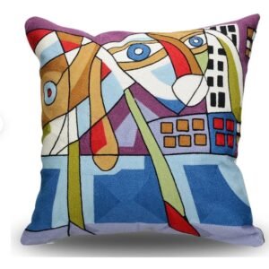 Kandinsky composition modern accent decorative silk pillow cover- 18 x 18 pillow cover-kashmir crewel -silk cushions-sofa cushions- kandinsky cushion