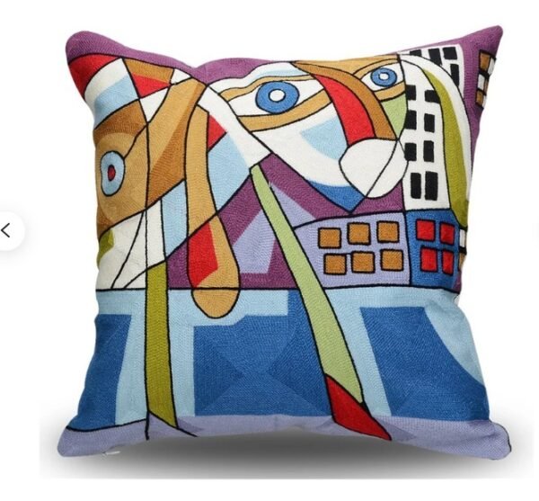 Kandinsky composition modern accent decorative silk pillow cover- 18 x 18 pillow cover-kashmir crewel -silk cushions-sofa cushions- kandinsky cushion