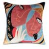Picasso dual face-Modern accent decorative throw-pillow-cover-chain-stitch-embroidery-pattern-in-the-fusion-of-handmade-art-silk 18 x 18-home decor