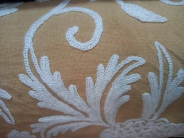 Beautiful vintage luxury white on beige crewel embroidery curtain with lining-crewel upholstery fabric-made to measure curtains-