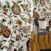 One pair of luxury linen handmade crewel embroidery curtain with lining-Kashmir crewel curtains-Linen curtain fabric-Living Room Curtains