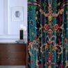 Buy One Get One-Vintage Teal Green Velvet Crewel Handmade Curtain with Lining-Curtain for Living Room-Crewel Embroidery Curtain