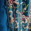 Buy One Get One-Vintage Teal Green Velvet Crewel Handmade Curtain with Lining-Curtain for Living Room-Crewel Embroidery Curtain