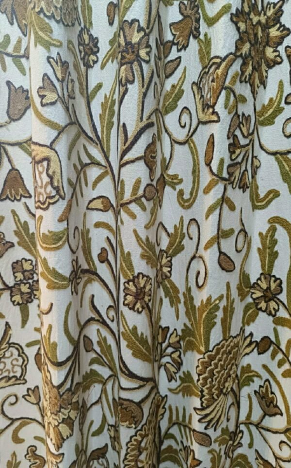 Best of Kashmir Old Vintage French Charm Crewel Embroidery Curtain With Lining-Crewel Upholstery Fabric-Luxury French Country Curtain