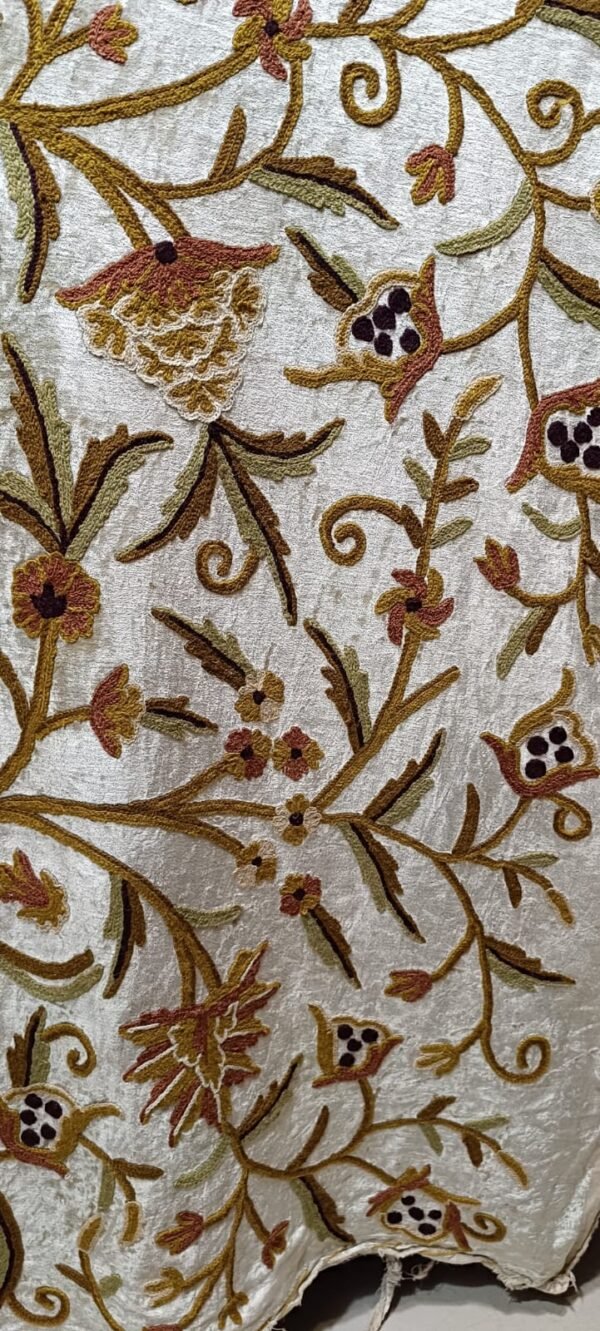 Beautiful vintage mid century crewel embroidery fabric by yard-made to measure curtain fabric-Autumn design velvet crewel upholstery fabric-