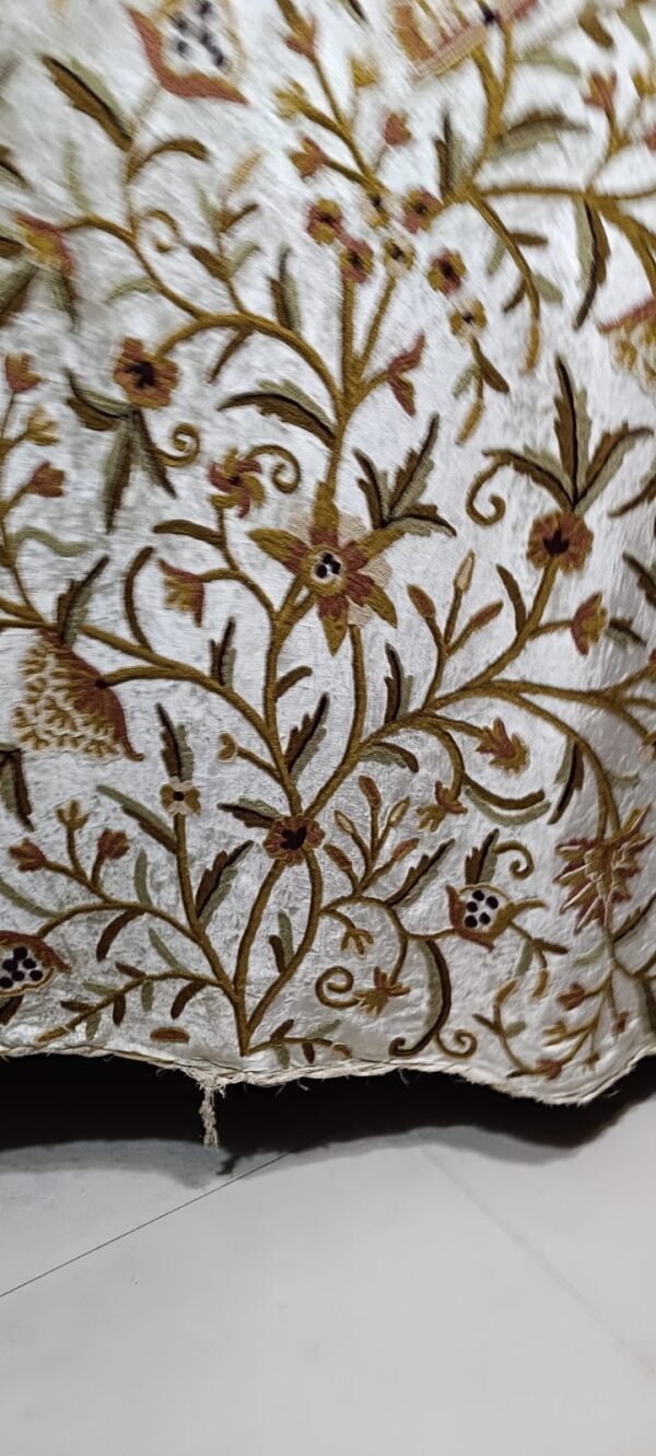 Beautiful vintage mid century crewel embroidery fabric by yard-made to measure curtain fabric-Autumn design velvet crewel upholstery fabric-