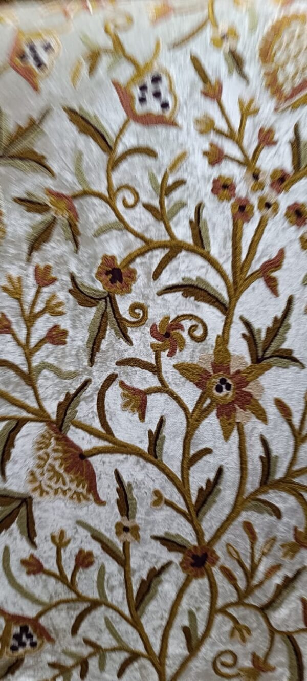 Beautiful vintage mid century crewel embroidery fabric by yard-made to measure curtain fabric-Autumn design velvet crewel upholstery fabric-