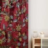 Luxury parisian blush premium red velvet crewel embroidery curtain with lining-window curtains-Kashmir crewel fabric-living room curtains-