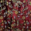 Luxury parisian blush premium red velvet crewel embroidery curtain with lining-window curtains-Kashmir crewel fabric-living room curtains-