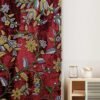 Luxury parisian blush premium red velvet crewel embroidery curtain with lining-window curtains-Kashmir crewel fabric-living room curtains-