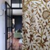 Beautiful vintage mid century crewel embroidery curtain with lining-made to measure curtains-Autumn design velvet crewel upholstery fabric-