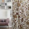 Beautiful vintage mid century crewel embroidery curtain with lining-made to measure curtains-Autumn design velvet crewel upholstery fabric-