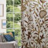 Beautiful vintage mid century crewel embroidery curtain with lining-made to measure curtains-Autumn design velvet crewel upholstery fabric-