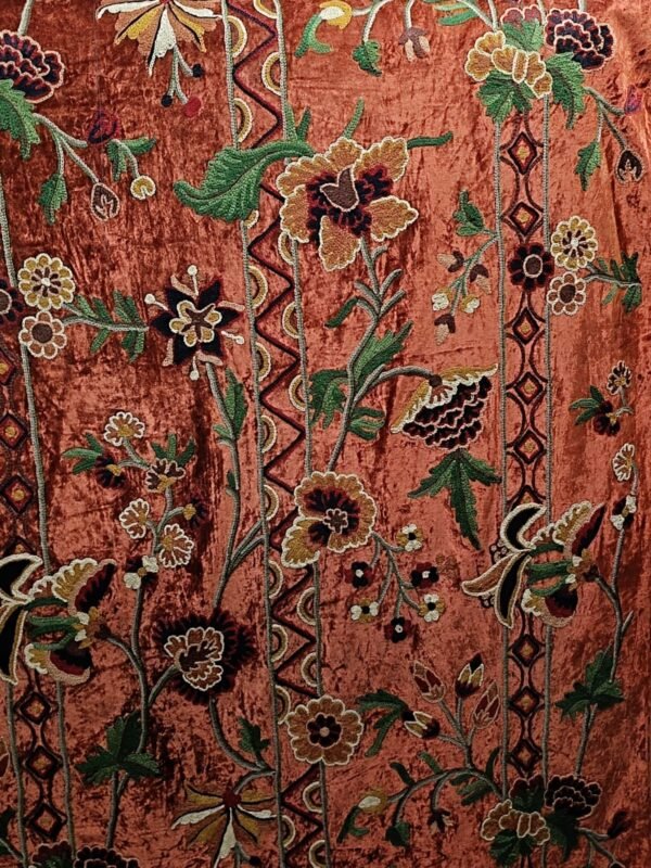 Rustic Elegance Velvet Vibes Luxury Crewel Embroidery Curtain with Lining-Vintage Kashmir Crewel-Living Room Curtains-