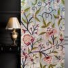Beautiful royal rouge silk organza Kashmir crewel embroidery curtain with lining-luxury handmade crewel-vintage curtains and drapes-