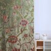 Beautiful Floral Luxury Vintage Olive Green Velvet Crewel Embroidery Curtains & Drapes-Crewel Upholstery-Kashmir Crewel-