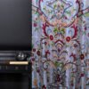 Luminous Silver Silk Organza crewel embroidery curtain with lining- Handwoven Luxury Kashmir Crewel-Vintage curtains and drapes-