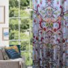 Luminous Silver Silk Organza crewel embroidery curtain with lining- Handwoven Luxury Kashmir Crewel-Vintage curtains and drapes-