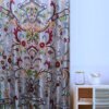 Luminous Silver Silk Organza crewel embroidery curtain with lining- Handwoven Luxury Kashmir Crewel-Vintage curtains and drapes-