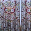 Luminous Silver Silk Organza crewel embroidery curtain with lining- Handwoven Luxury Kashmir Crewel-Vintage curtains and drapes-