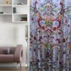 Luminous Silver Silk Organza crewel embroidery curtain with lining- Handwoven Luxury Kashmir Crewel-Vintage curtains and drapes-