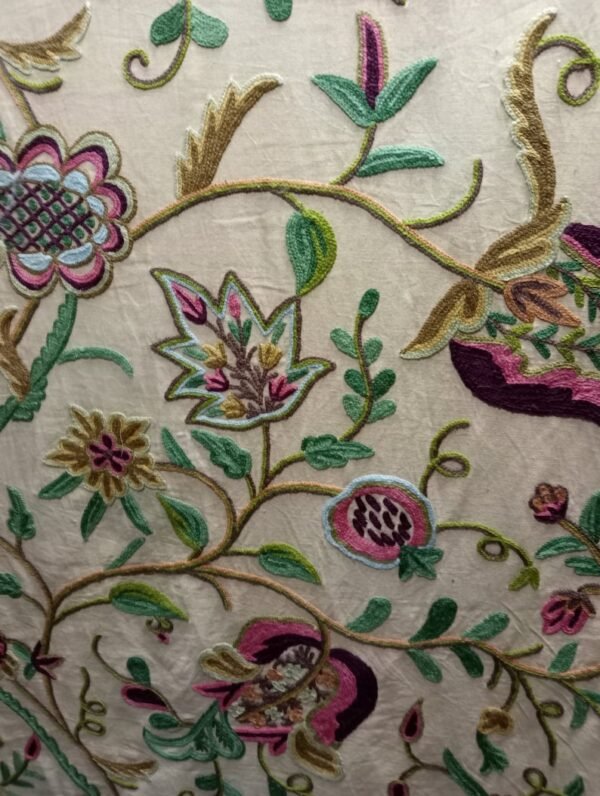 Beautiful Vintage Handmade Cotton Duck Crewel Upholstery Fabric By 6 Yards-Made To Measure Curtain Fabric-Crewel Embroidery Fabric - Image 7