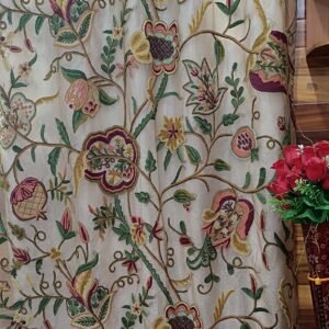 Beautiful royal silk organza Kashmir crewel embroidery curtain with lining-luxury handmade crewel-vintage curtains and drapes- (Copy)